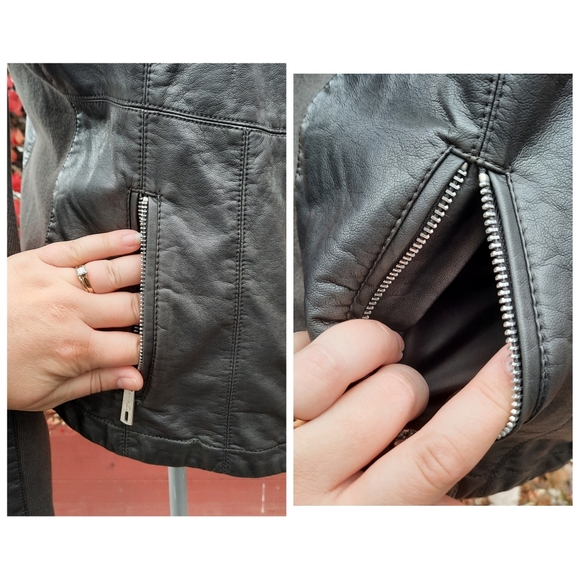 Kenneth Cole Faux Leather Moto Jacket Stretch Green NEW - Picture 3 of 12